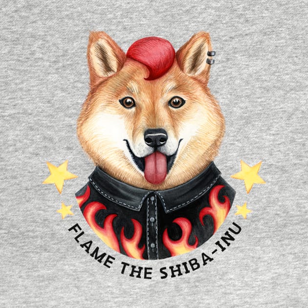 Watercolor Flame the shiba-inu by fears